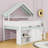 Full-Size Loft Bed With House-Inspired Canopy Roof, Built-In Storage-78106281