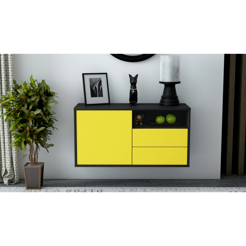 Garibaldi Unfinished Floating TV Stand, Yellow