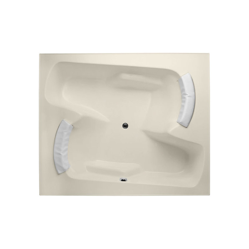 Penthouse 72'' L Soaking Bathtub, Biscuit, Satin Nickel