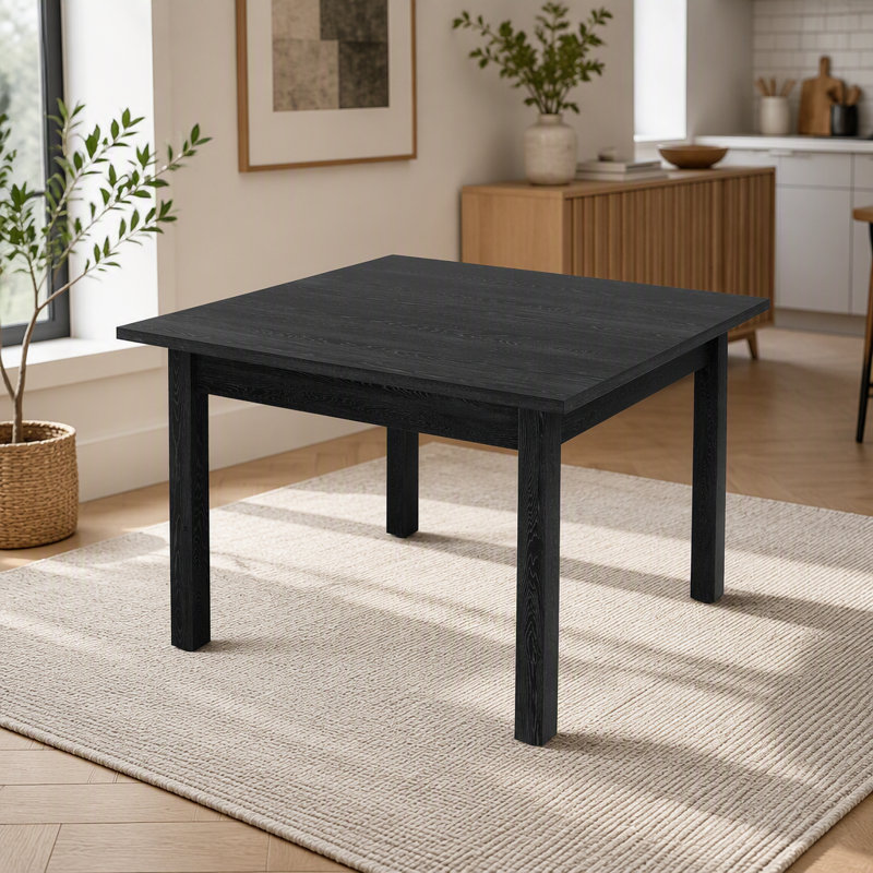 Table de salle à manger carrée 39,4 "avec pieds en bois massif pour 4, Noir