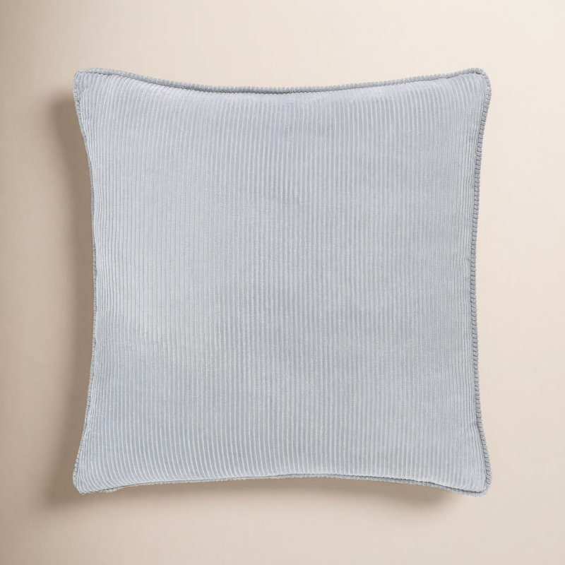 Saraphine Square Cotton Pillow Cover & Insert, Light Gray, 20" x 20", Polyester/Polyfill