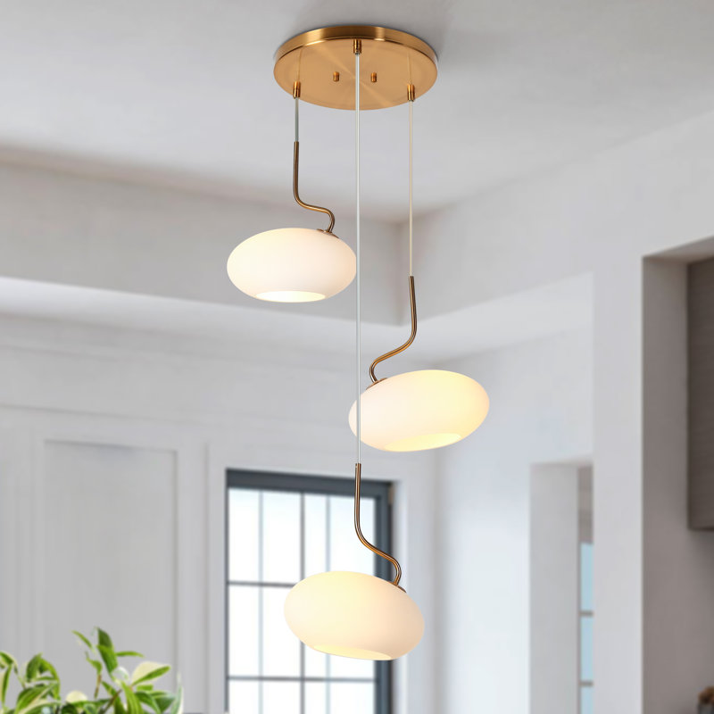 3 - Light Modern Coloured Glass Cluster Pendant UL Certified