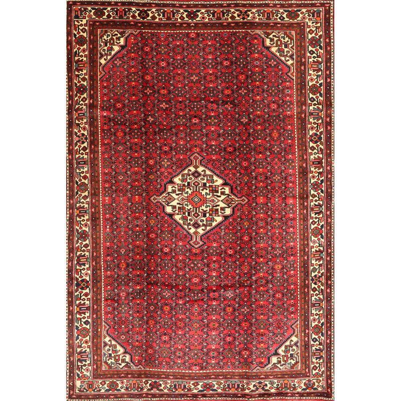 Tapis traditionnel rouge / beige Kulkarni, Rectangle 5 pi x 8 pi