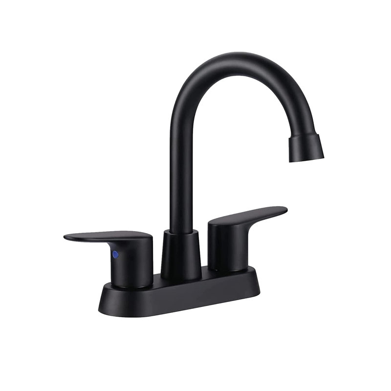 Centerset 2-handle Bathroom Faucet with Drain Assembly, Black