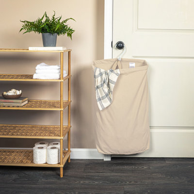 Melvine Door Hanging Laundry Bag, Washable Canvas Bag with Loop Handle, Holds Two Loads of Laundry, Great for Dorms and Small Spaces