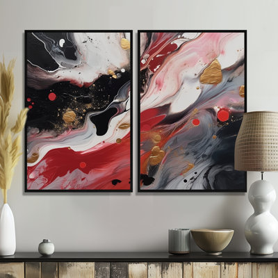Red And Black Marble Whispers III - Purple Modern Canvas Prints