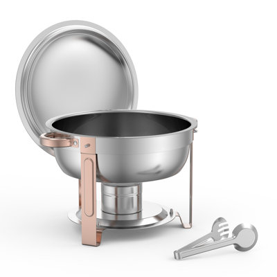 5 Qt Round Chafing Dish Buffet Set Full-Size Pan Stainless Steel