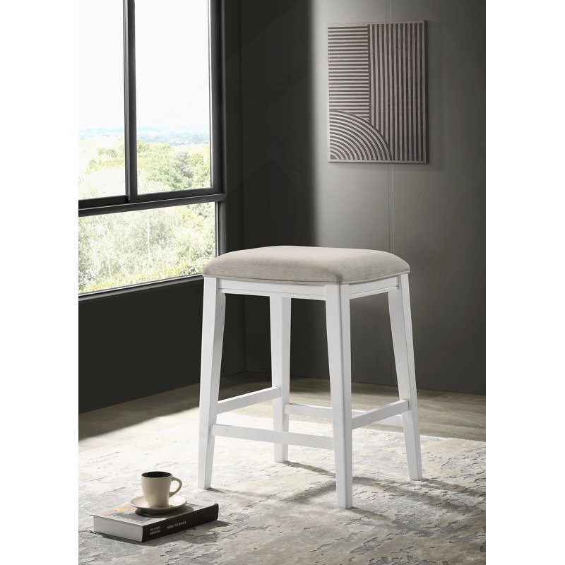 Tabouret 17 "à hauteur de comptoir blanc avec siège rembourré, Blanc