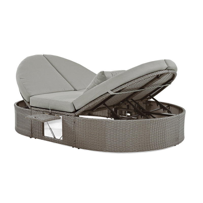 Xhuliana Outdoor Wicker Chaise Lounge, Gray