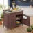 Dark Brown Outdoor Kitchen Island, Stainless Steel Countertop, Storage Cabinets, Large Drawers, Adjustable Shelves, Four-Wheel Mobile Pizza Work Surface.-1945827474