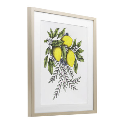«Lemons & Flowers», reproduction d'art rétro encadrée sous verre, design par Cecilia Battaini