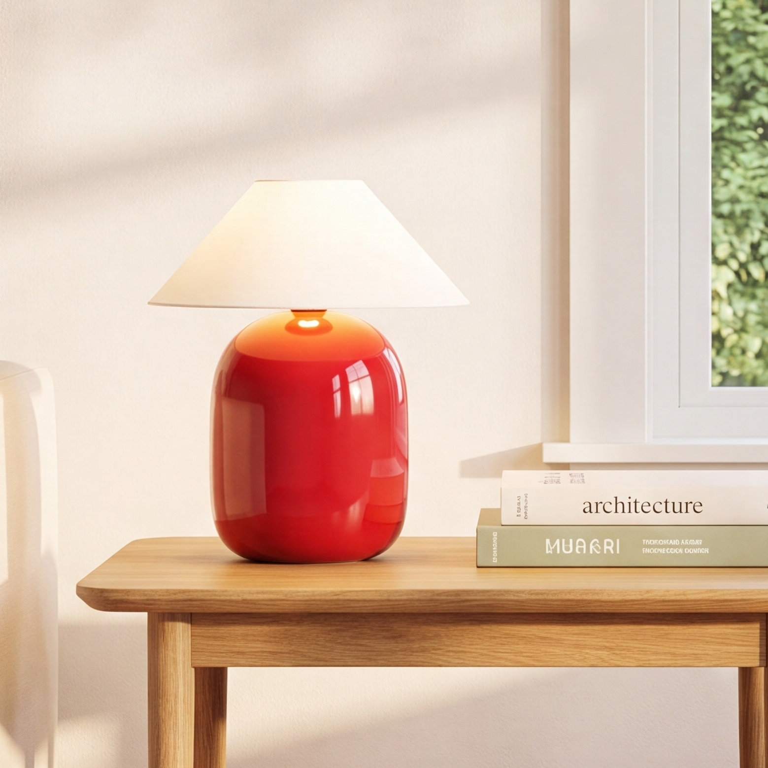 Carothers Ceramic Bedside Lamp, Red