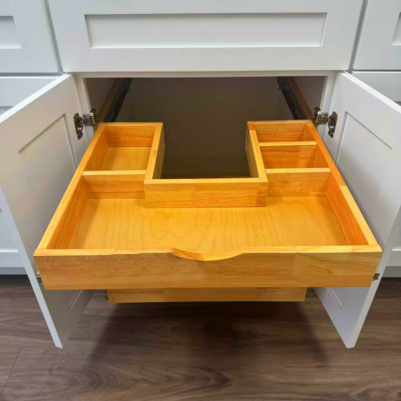 Soft Close Wood Sink Cabinet Pull Out Organizer No Assembly Required, 3" H x 27" W x 18" D