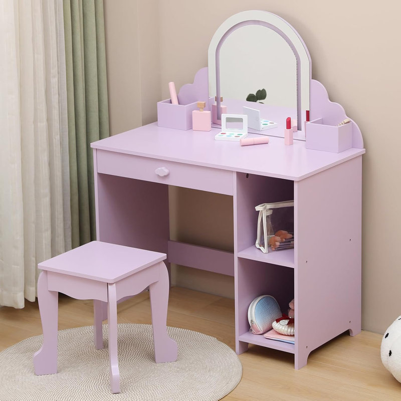 Dressing Table with Mirror, Purple