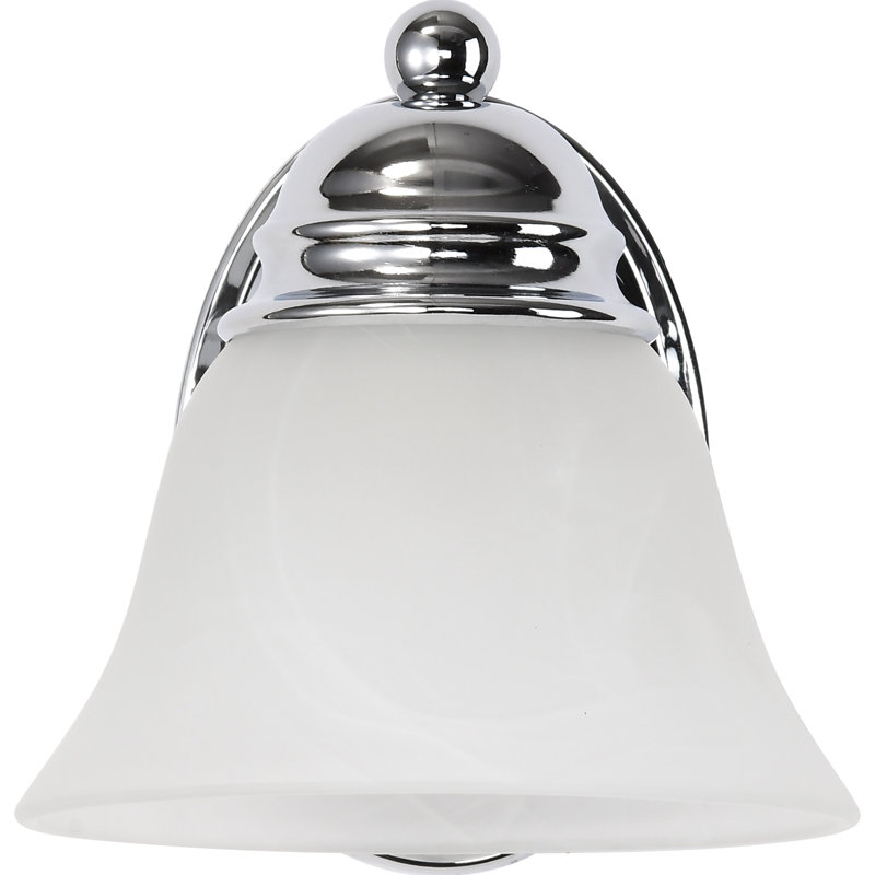 Charmaine Armed Sconce, 1 x 100W A19 Medium Base Incandescent, Alabaster, Polished Chrome