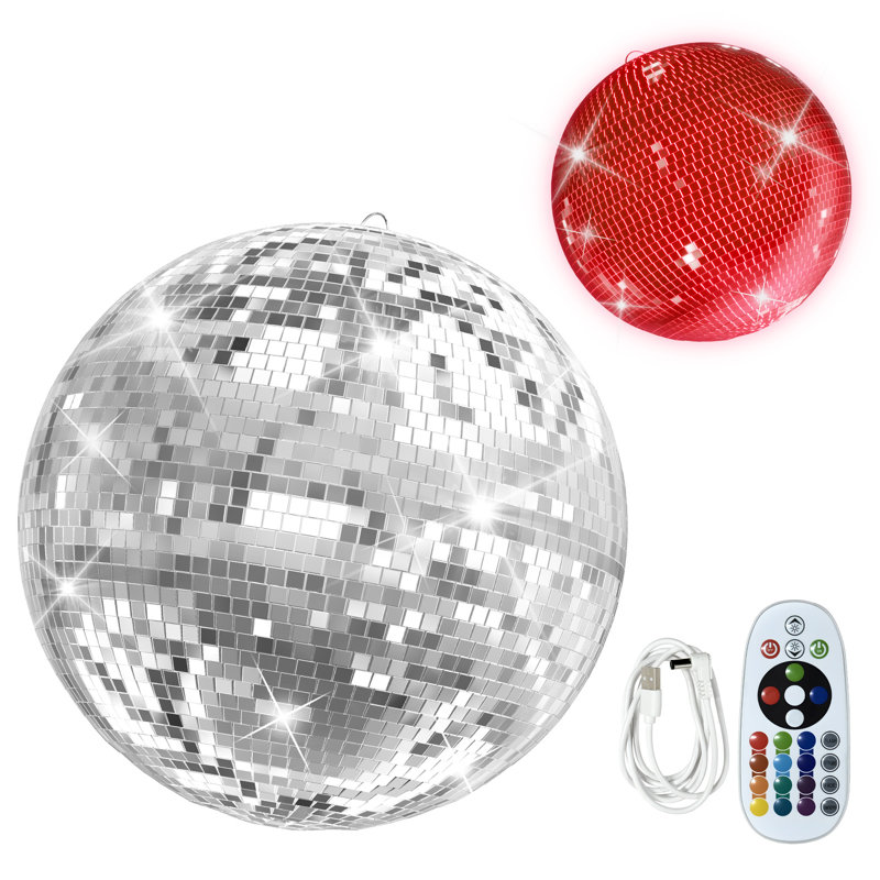Large Disco Ball, Big Hanging Mirror Ball, Lightning Ball Ornaments with Hanging Ring for DJ Club, Stage, Bar, Wedding, Events, Dance Party Decor