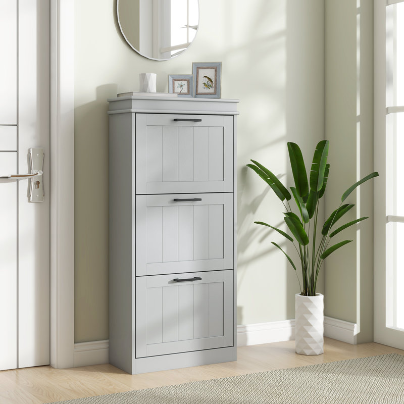 15 Pair Shoe Storage Cabinet, Grey