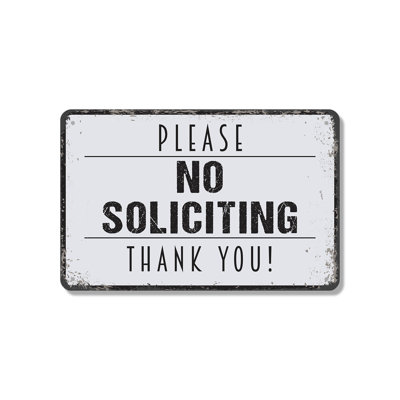 Panneau en aluminium 18 po x 24 po No Soliciting