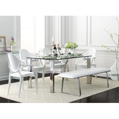 Ermengarda Glass Top Metal Base Dining Table