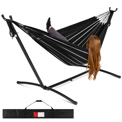 Hamac double en coton de style brésilien 2 personnes avec support Knutsford avec sac de transport