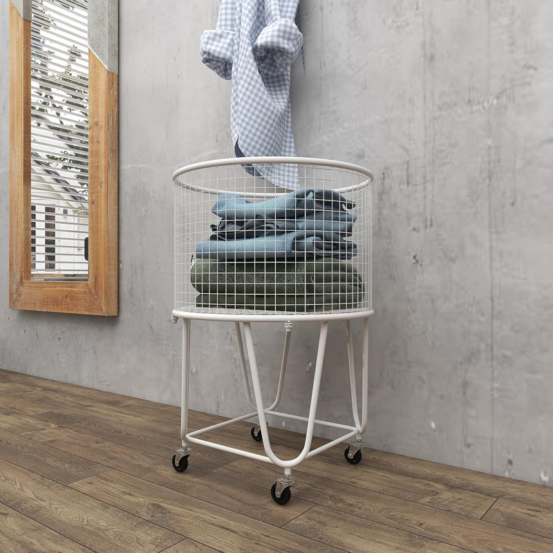 Metal circular storage cart with wheels