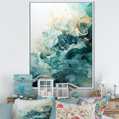Jaici Teal Gold Minimalism Serenity In Motion - Minimalism Wall Decor