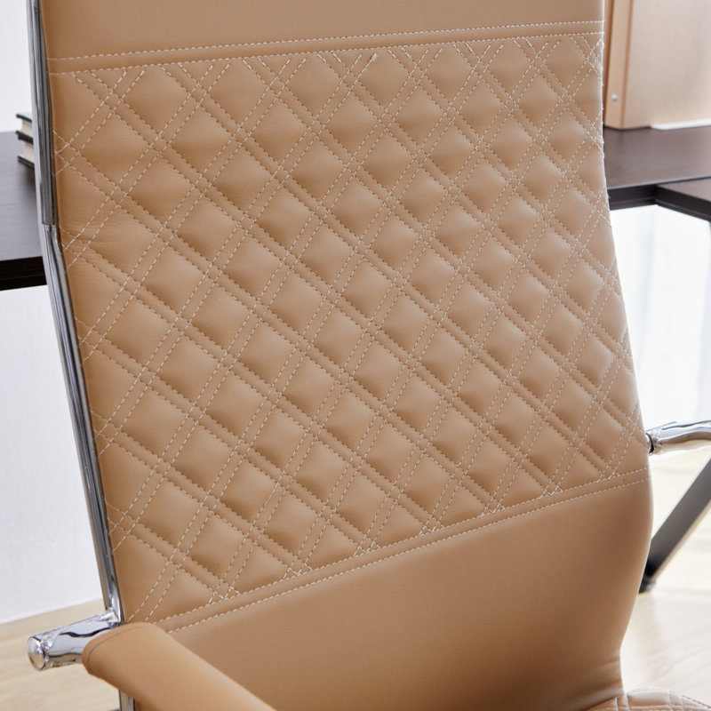 Fauteuil de direction pivotant avec dossier en cuir à motifs, Brun