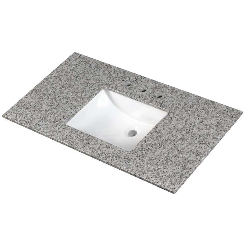 White Mistique 49-Inch Gray Granite Vanity Top with White Single Sink