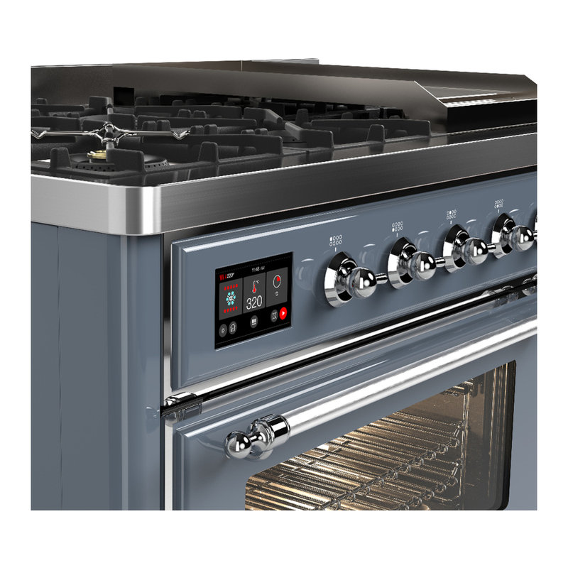 Majestic III Series 48 Inch Dual Fuel Range with 5 Sealed Burners, Griddle, Frenchtop in Matte Graphite (Liquid Propane, Burnished Trim)