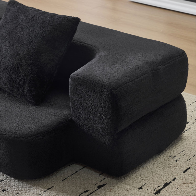 Transformable Sectional Sofa With 3 Ottoman Stools - Supportive Foam Fold-Out Bed, Compact Chenille Lounger For Small Spaces & Home Offices