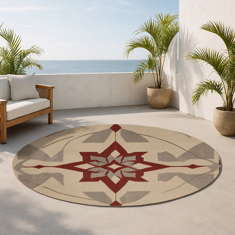 Tapis à motif entrelacé intérieur et extérieur, Rond 5 pi