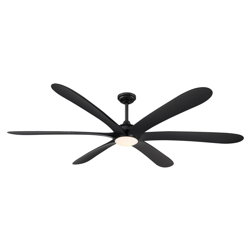 72" 6-Speed Reversible DC Motor Ceiling Fan with Dimmable LED Lights and Remote Control, Black