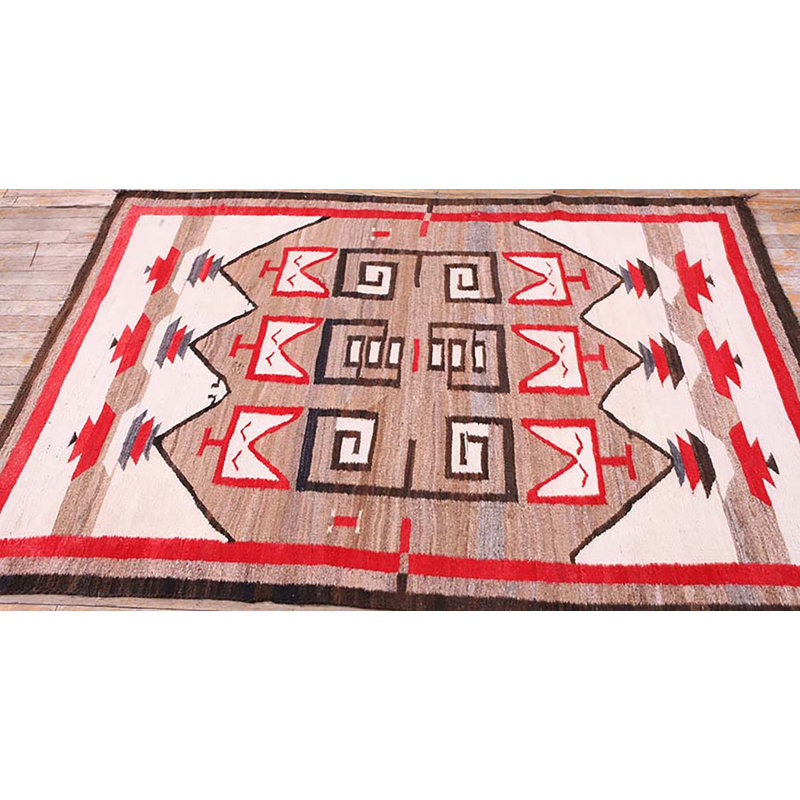 Flat Weave Antique Small Scatter Size Gray Navajo Native American Wool Rug