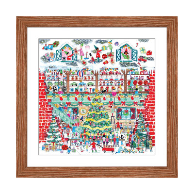 Santa's Toy Shop - Reproduction d'art mural - Papier d'art encadré