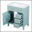 Élégant meuble-lavabo de 30 pouces avec lavabo, armoire en MDF vert et tiroirs pour salle de bain moderne