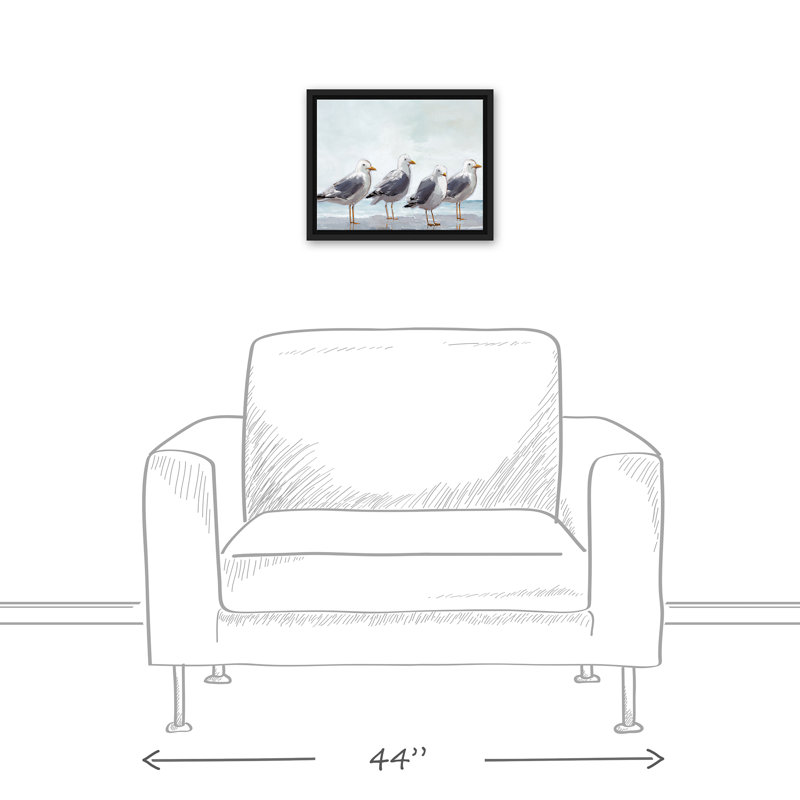 Seagulls In A Line, reproduction d'art sur toile, H 12,75 po x l 15,75 po
