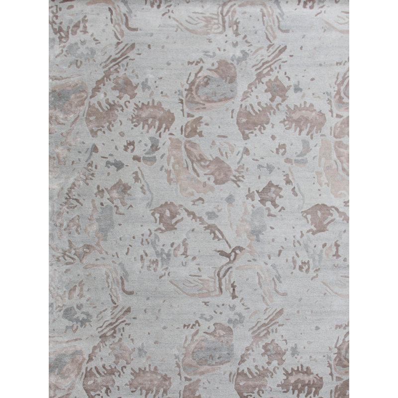 Abstract Area Rug in Beige/Gray/Light Blue/Natural, Rectangle 12' x 18'