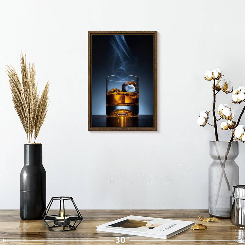 Cool Whisky, 9" x 13", Cadre flottant noyer