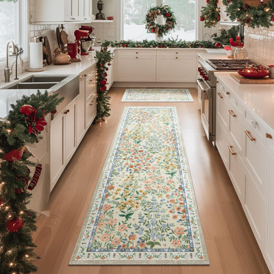 Washable Kitchen Rug Runners For Hallways: 2'6"X8' Bedroom Rug Non Slip Low Pile Stain Resistant Soft Indoor Floor Carpet Runner Rug For Entryway H