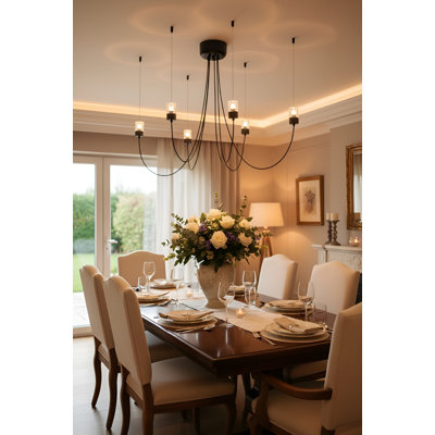 5-Light Black Arc Swaying Gravity Chandelier