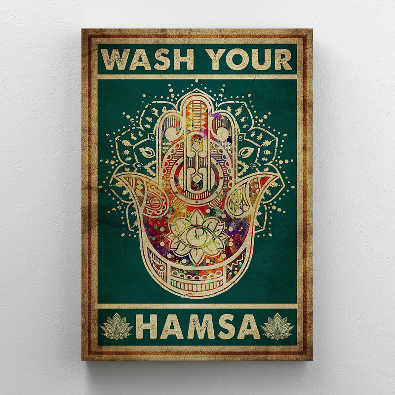 «Hamsa Hand - Wash Your Hamsa», reproduction d'art graphique sur toile tendue, H 14 po x l 11 po x P 2 po