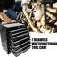Chariot noir à 7 outils avec roues mobiles, boîte verrouillable, glissières à roulement, fabrication en acier robuste, 4 roues de chariot à 7 tiroirs incluses en noir, contenant, glissière, cadre, 2 freins-830674755