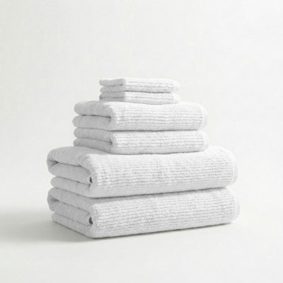 Turkish Cotton Ribbed 6-Piece Bath Towel Set