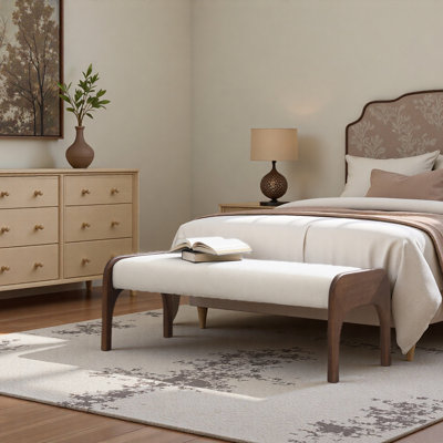 Durable, confortable, long banc rembourré de 50,25 pouces, banc de salle à manger moderne avec tissu en chenille douce et pieds en bois d'hévéa pour table de cuisine, chambre à coucher, entrée