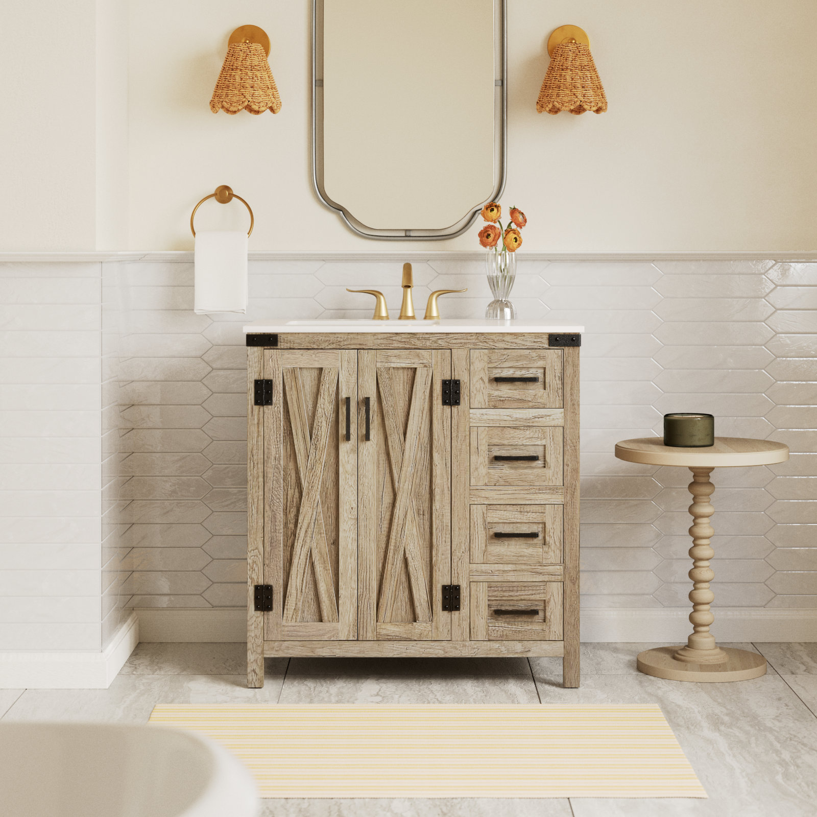 Slayton 32'' Single Bathroom Vanity, Natural Oak