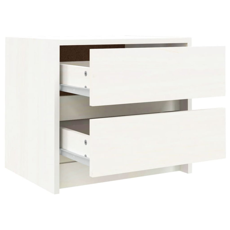 Natik Solid Wood Bedside Table, White