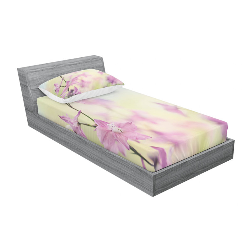 Microfiber Floral Sheet Set, Twin Sheet Set with Fitted Sheet