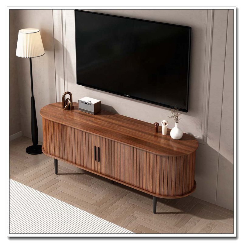 47" Modern TV Stand with Cabinet, Walnut