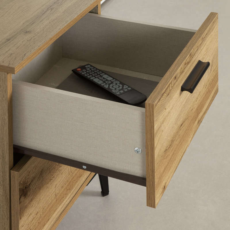 Table d'appoint à 2 tiroirs avec pieds en métal Slendel