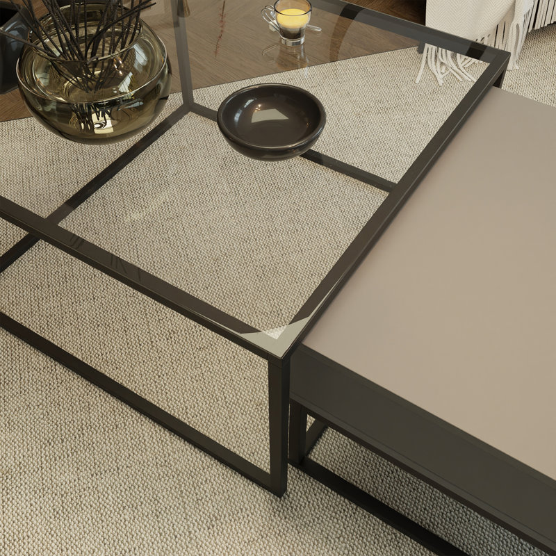 Tekhi Coffee Table with Storage, Light Grey